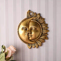 Brass Sun With Moon Wall Hanging – Handmade Premium Brass Decor (6.4 Inch) Vedansh Craft