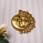 Brass Sun With Moon Wall Hanging – Handmade Premium Brass Decor (6.4 Inch) Vedansh Craft