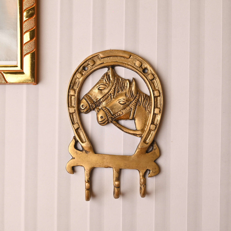 Brass Horse Face Design Hanger – Elegant Handcrafted Wall Decor (5.9 Inch) Vedansh Craft
