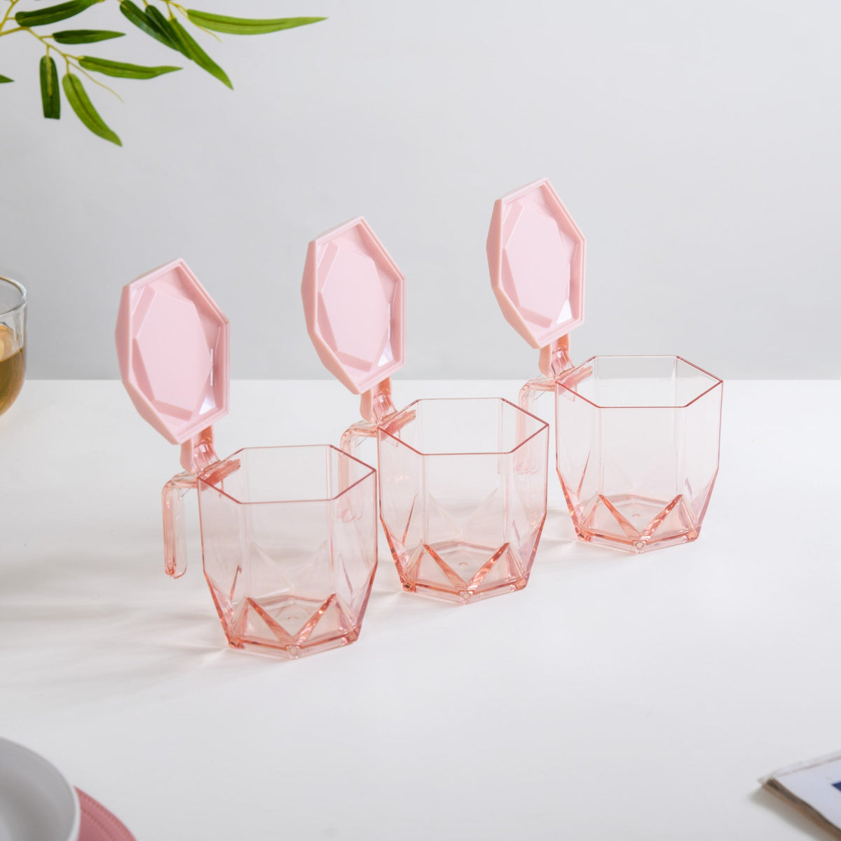 Spice Containers With Spoons Set Of 3 Pink Nestasia