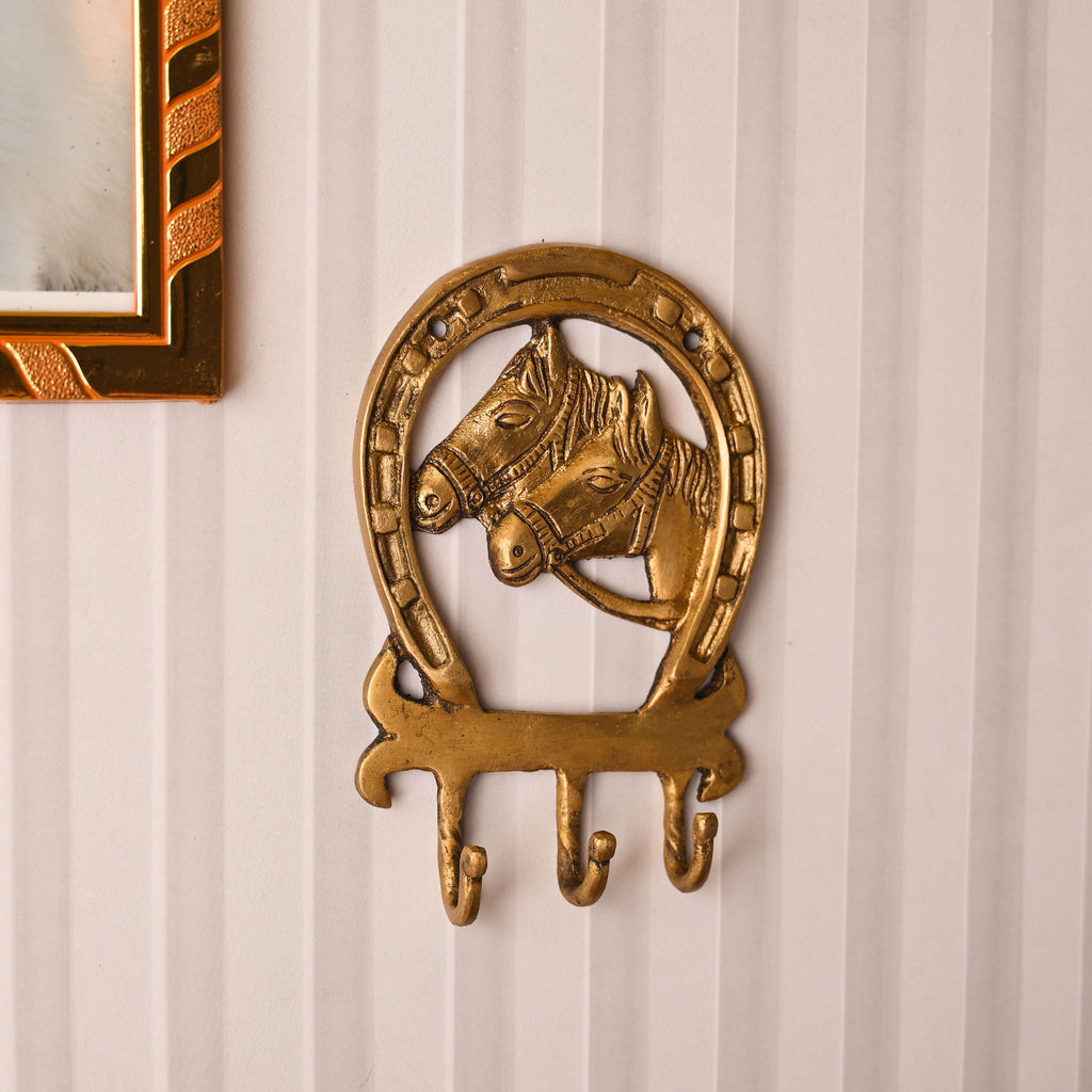 Brass Horse Face Design Hanger – Elegant Handcrafted Wall Decor (5.9 Inch) Vedansh Craft