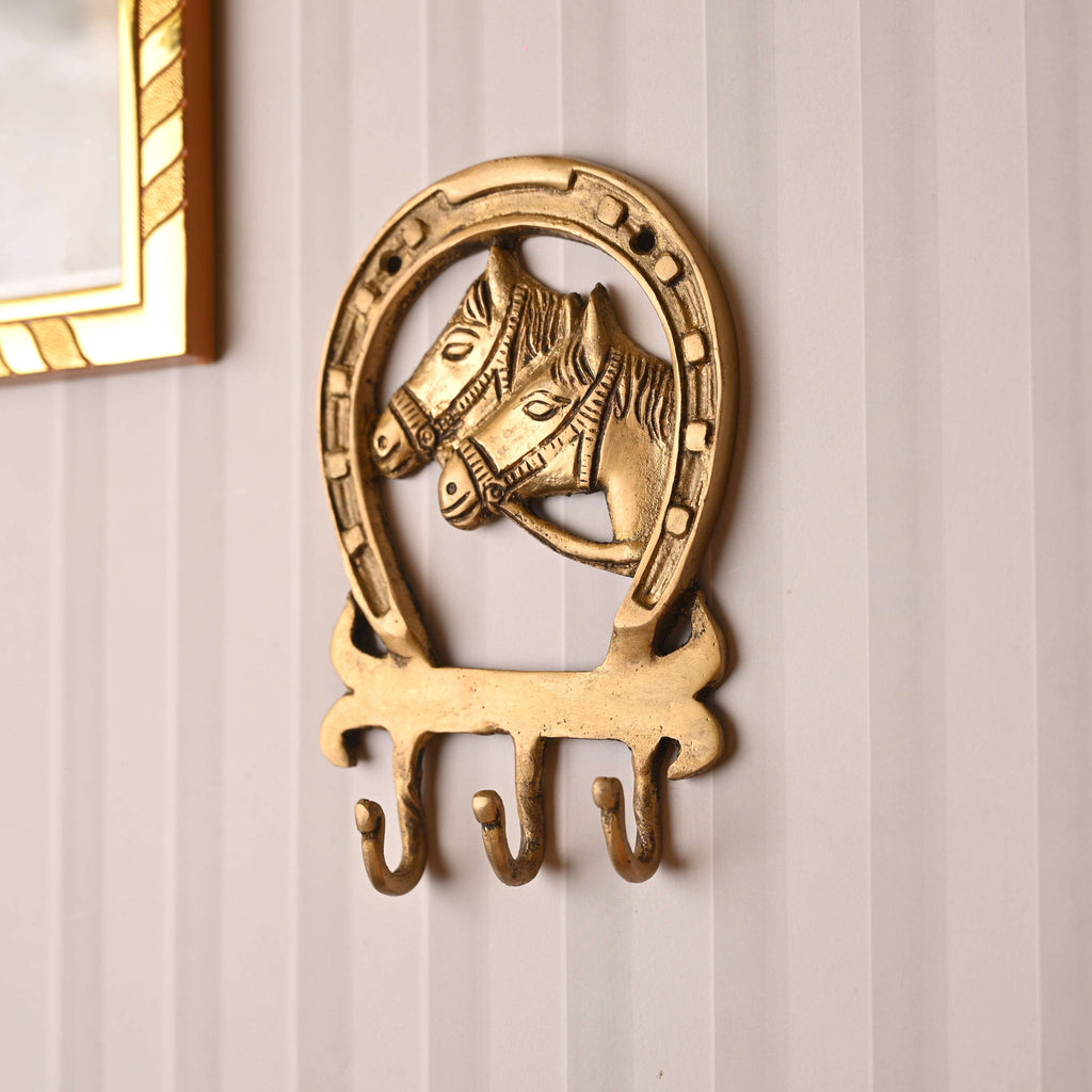Brass Horse Face Design Hanger – Elegant Handcrafted Wall Decor (5.9 Inch) Vedansh Craft