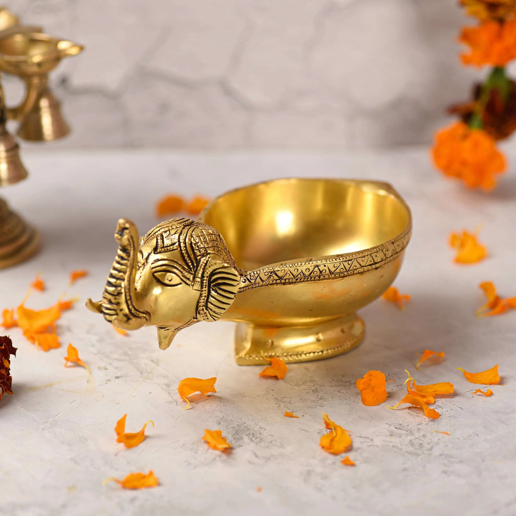 Brass Elephant Diya (3.5 Inch) Vedansh Craft