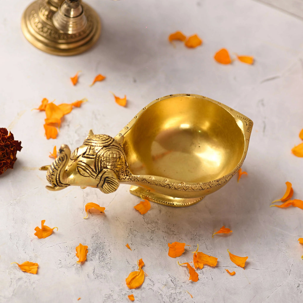Brass Elephant Diya (3.5 Inch) Vedansh Craft