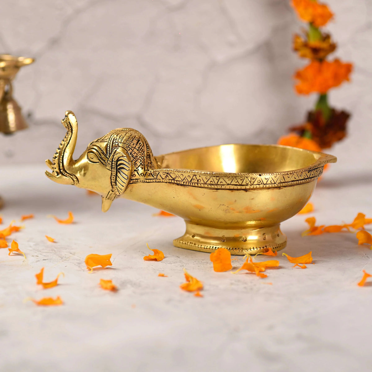 Brass Elephant Diya (3.5 Inch) Vedansh Craft