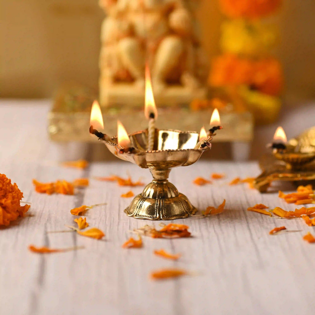 Brass Exquisite Five Petal Diya (1.6 Inch) Vedansh Craft