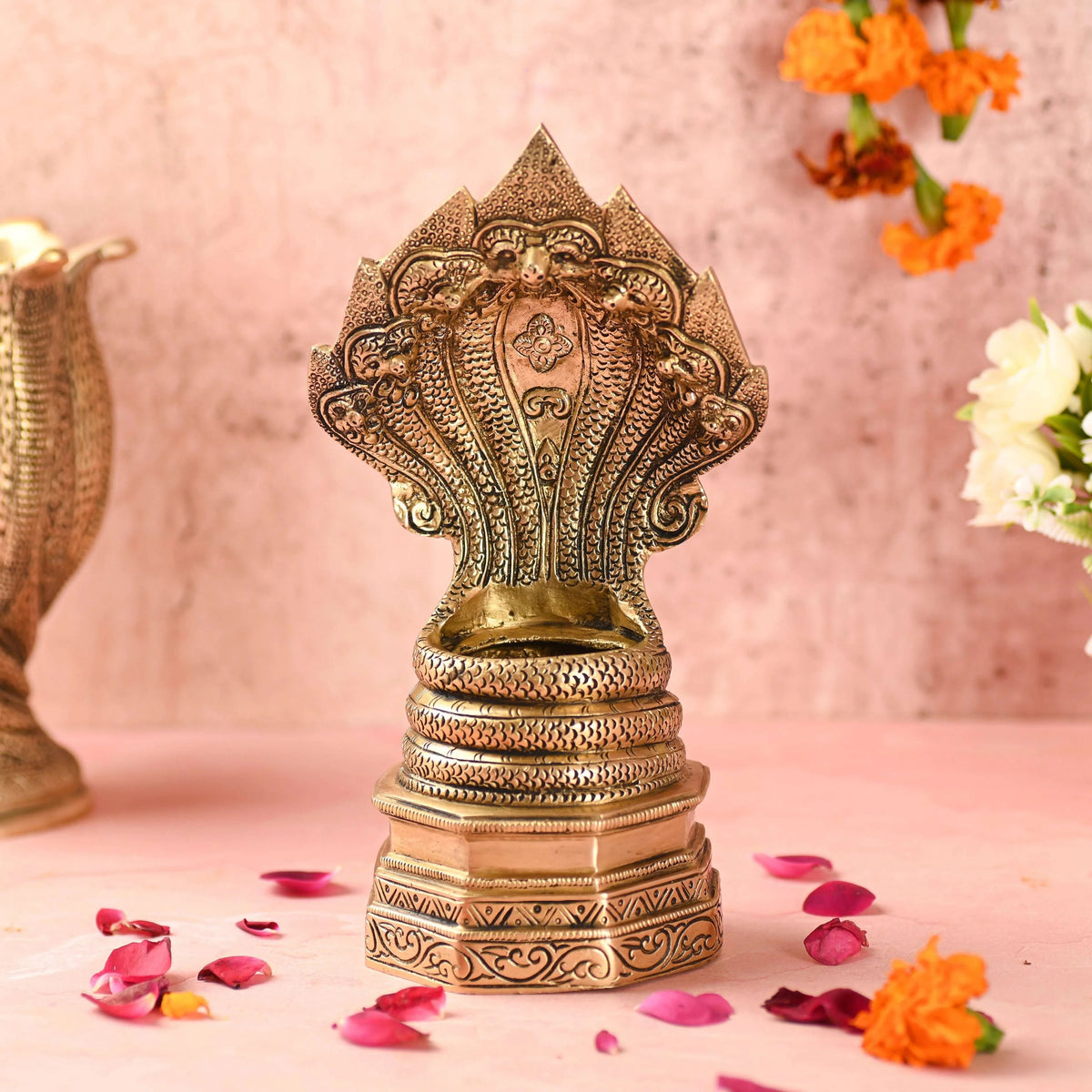 Brass Vintage Sheshnaag idol (9.8 Inch) Vedansh Craft