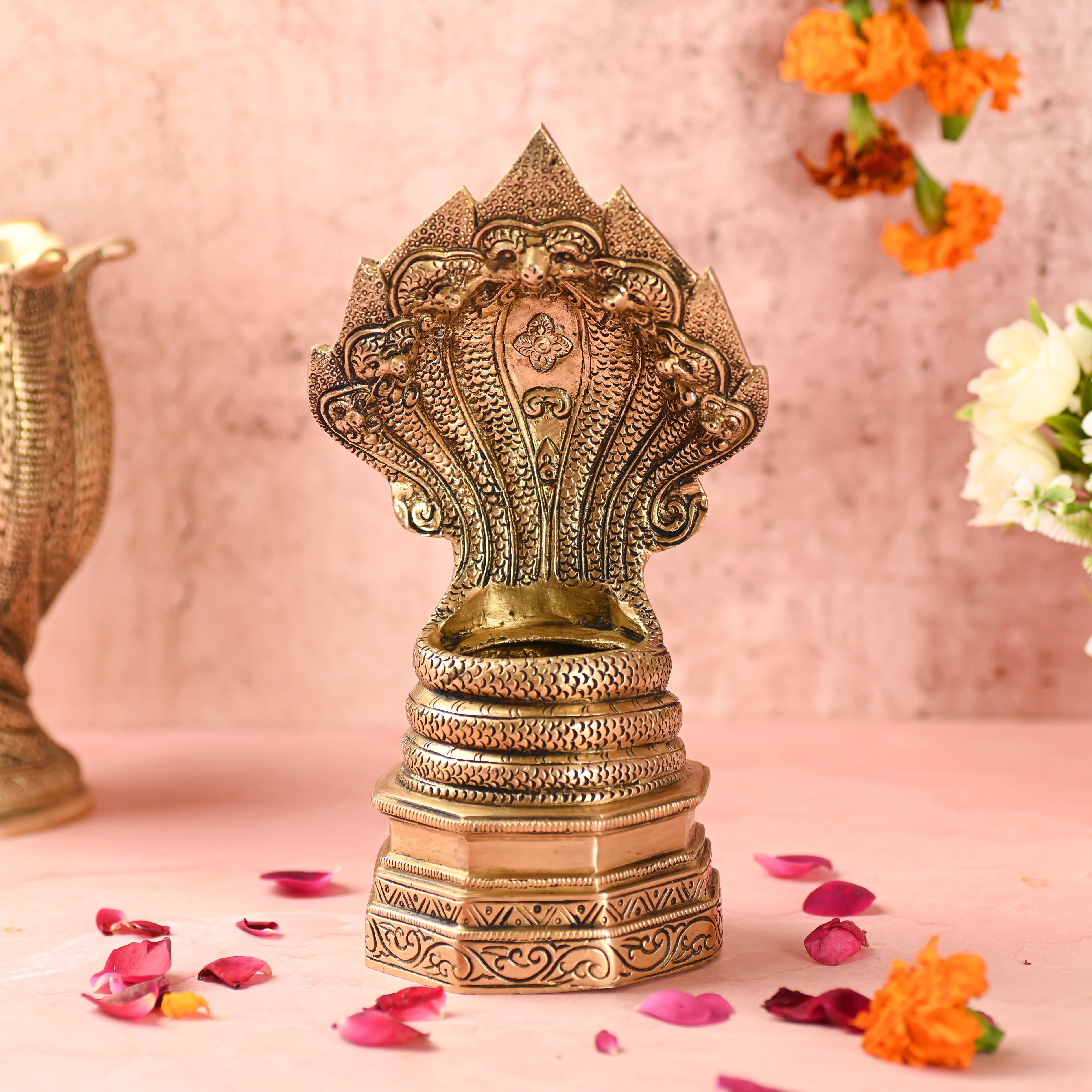 Brass Vintage Sheshnaag idol (9.8 Inch) Vedansh Craft