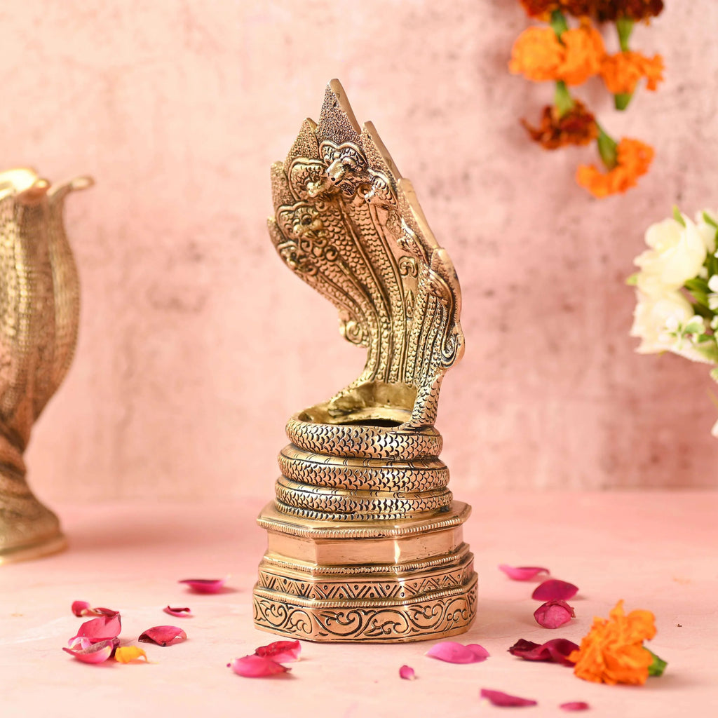 Brass Vintage Sheshnaag idol (9.8 Inch) Vedansh Craft