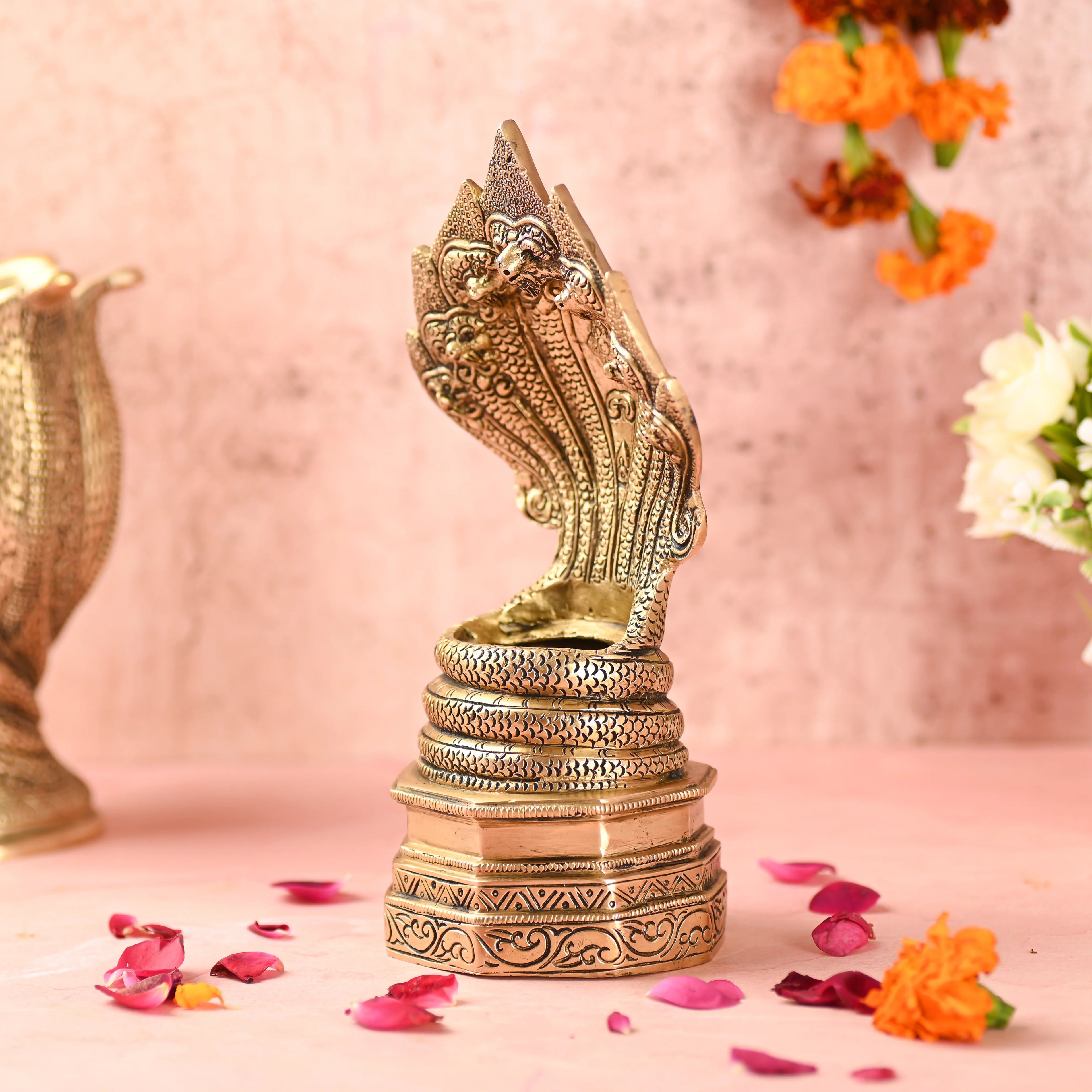 Brass Vintage Sheshnaag idol (9.8 Inch) Vedansh Craft
