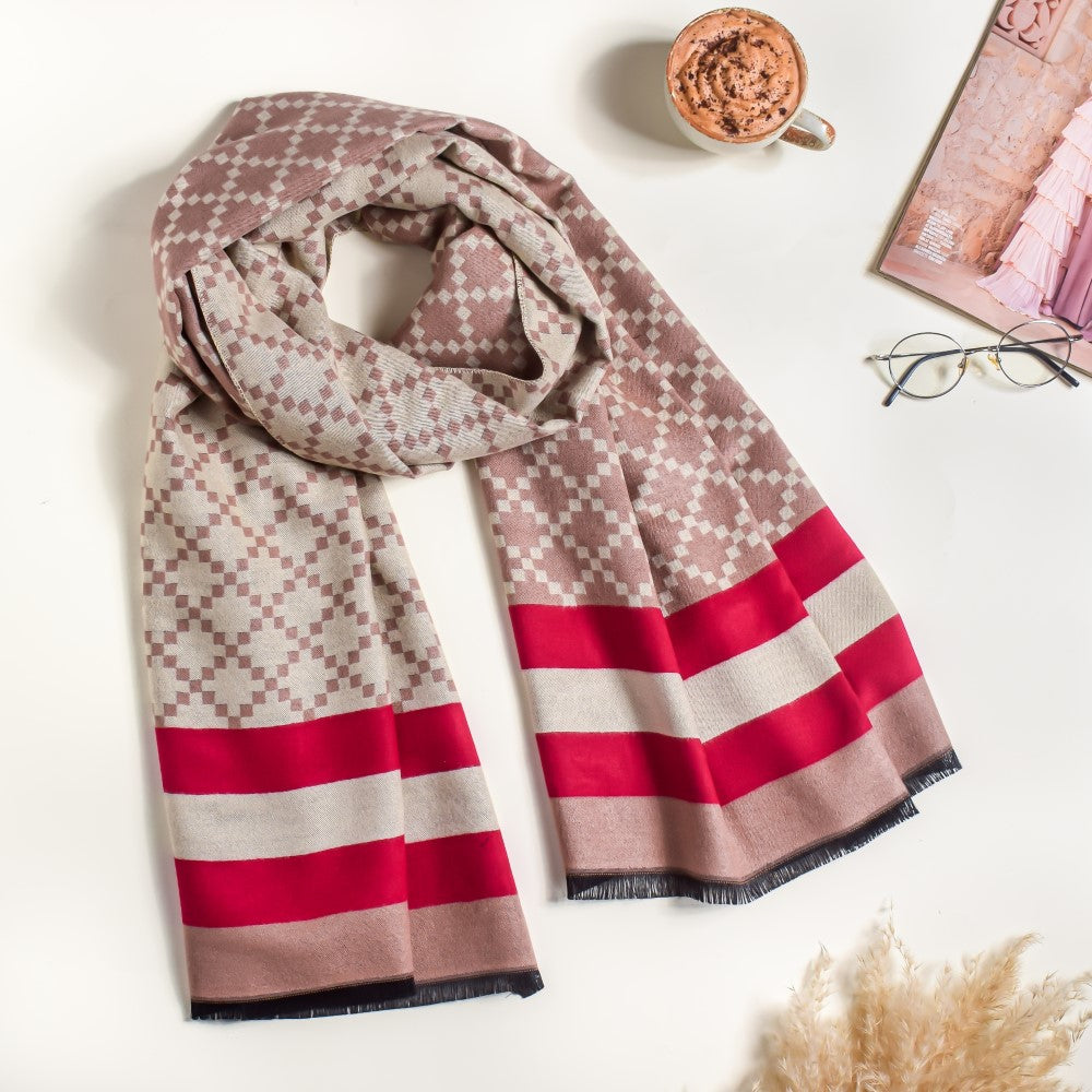 Ribbed And Striped Scarf For Women Nestasia