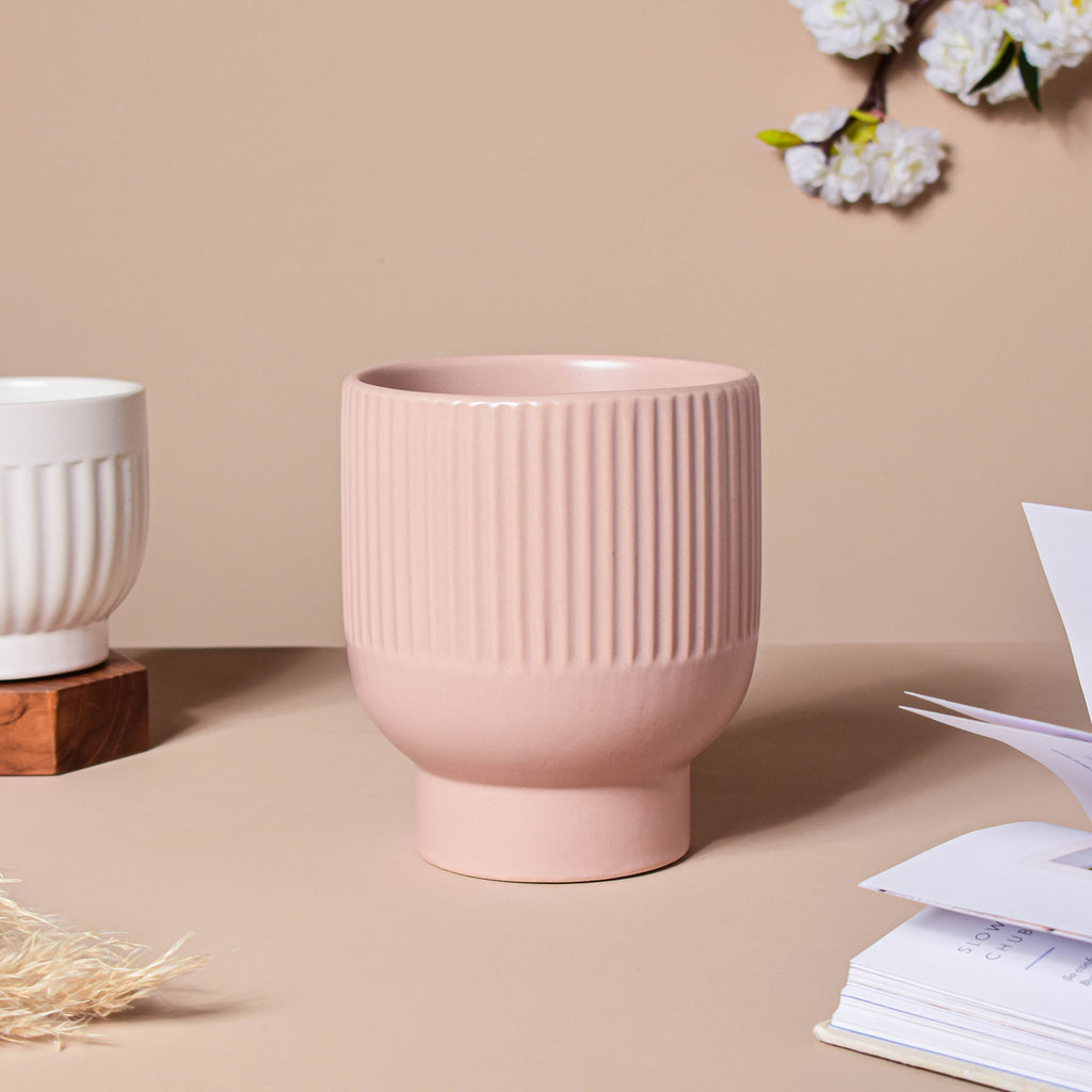 Dusky Pink Glazed Pot Nestasia