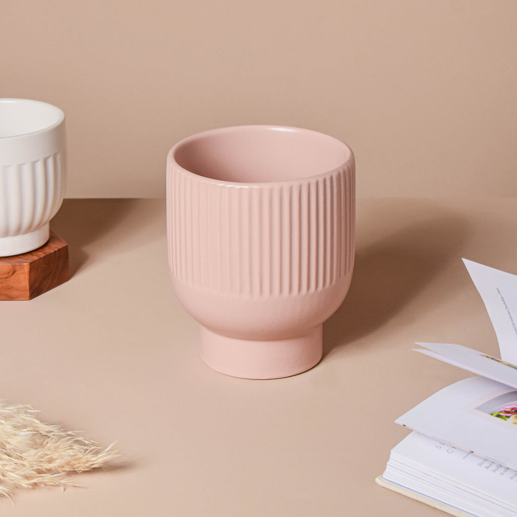 Dusky Pink Glazed Pot Nestasia
