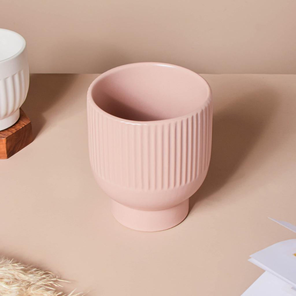 Dusky Pink Glazed Pot Nestasia