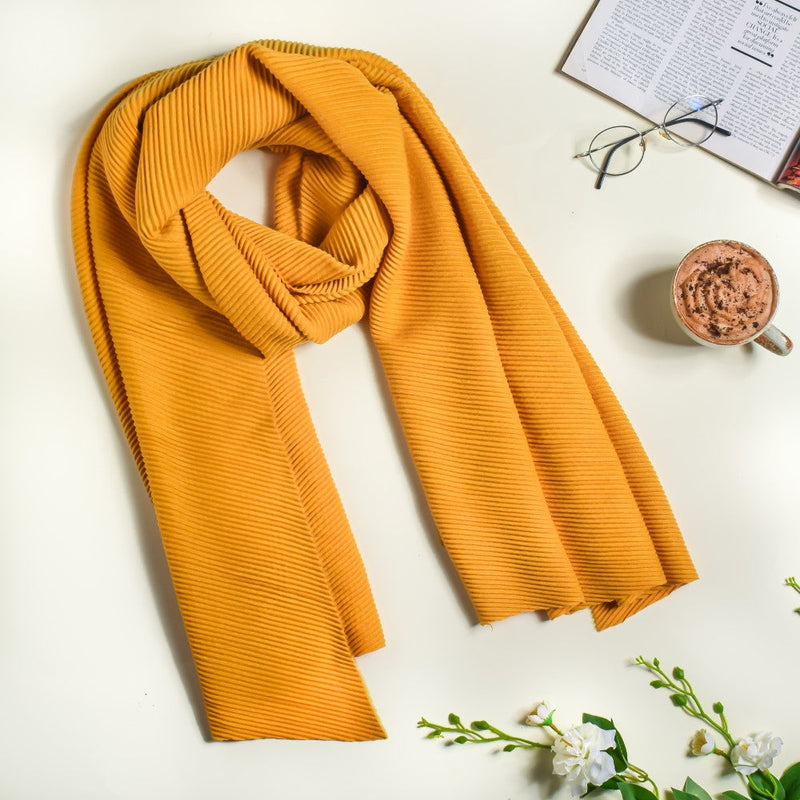 Pleated Hi-Fashion Stole Yellow Nestasia