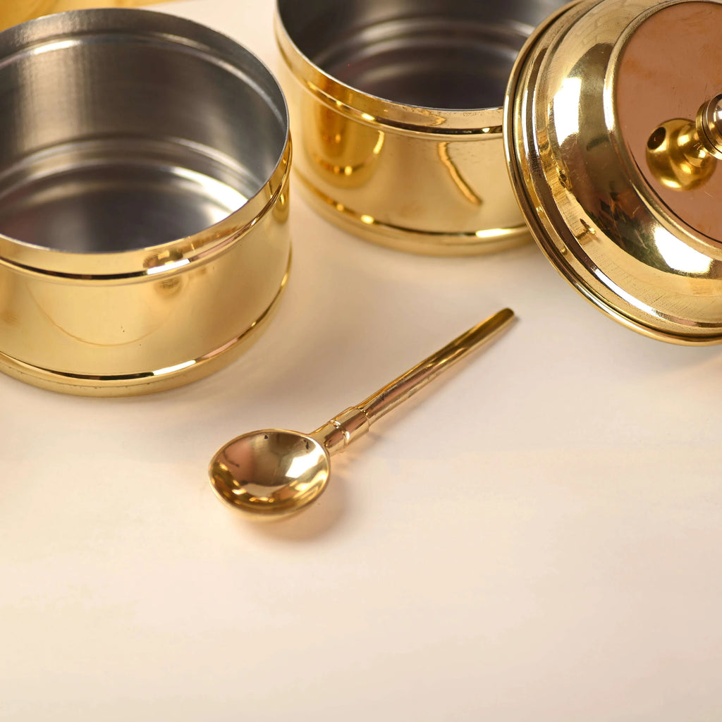 Brass 4-Tier Lunch Box/Tiffin Box (15.5 Inch) Vedansh Craft