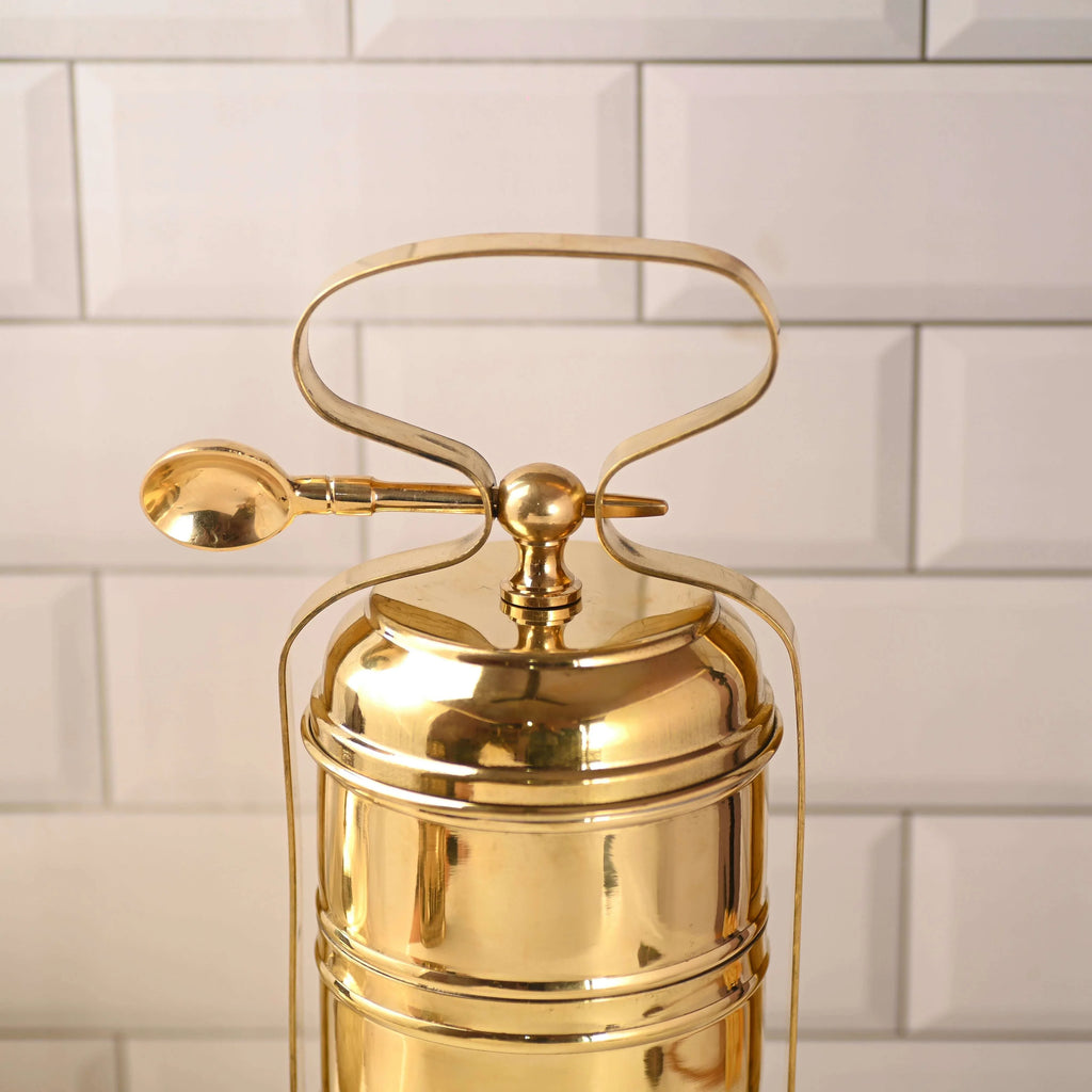 Brass 4-Tier Lunch Box/Tiffin Box (15.5 Inch) Vedansh Craft