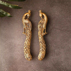 Brass Peacock Door Handle Pair (9.5 Inch) Vedansh Craft