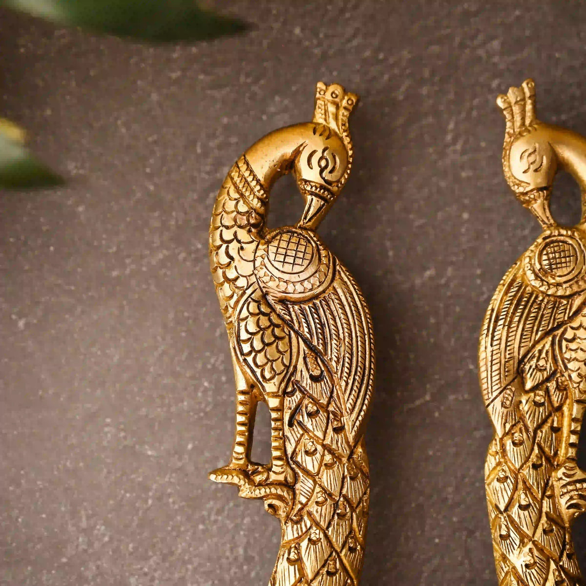 Brass Peacock Door Handle Pair (9.5 Inch) Vedansh Craft