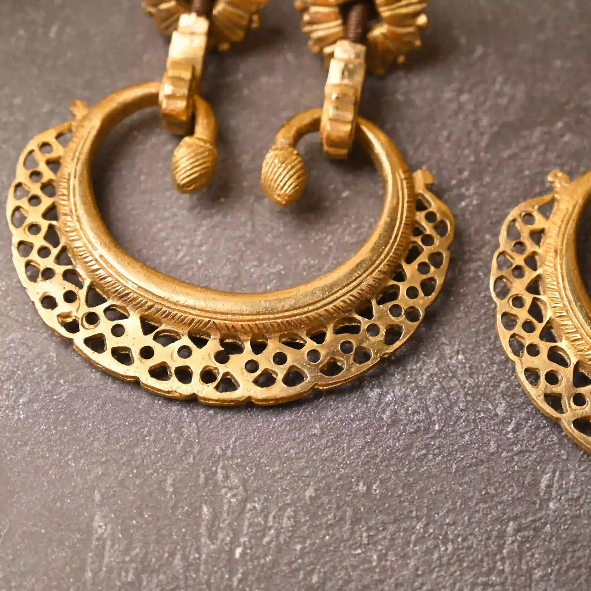 Brass Jali Door Knocker Pair – Handcrafted Traditional Door Decor (4.2 Inch) Vedansh Craft