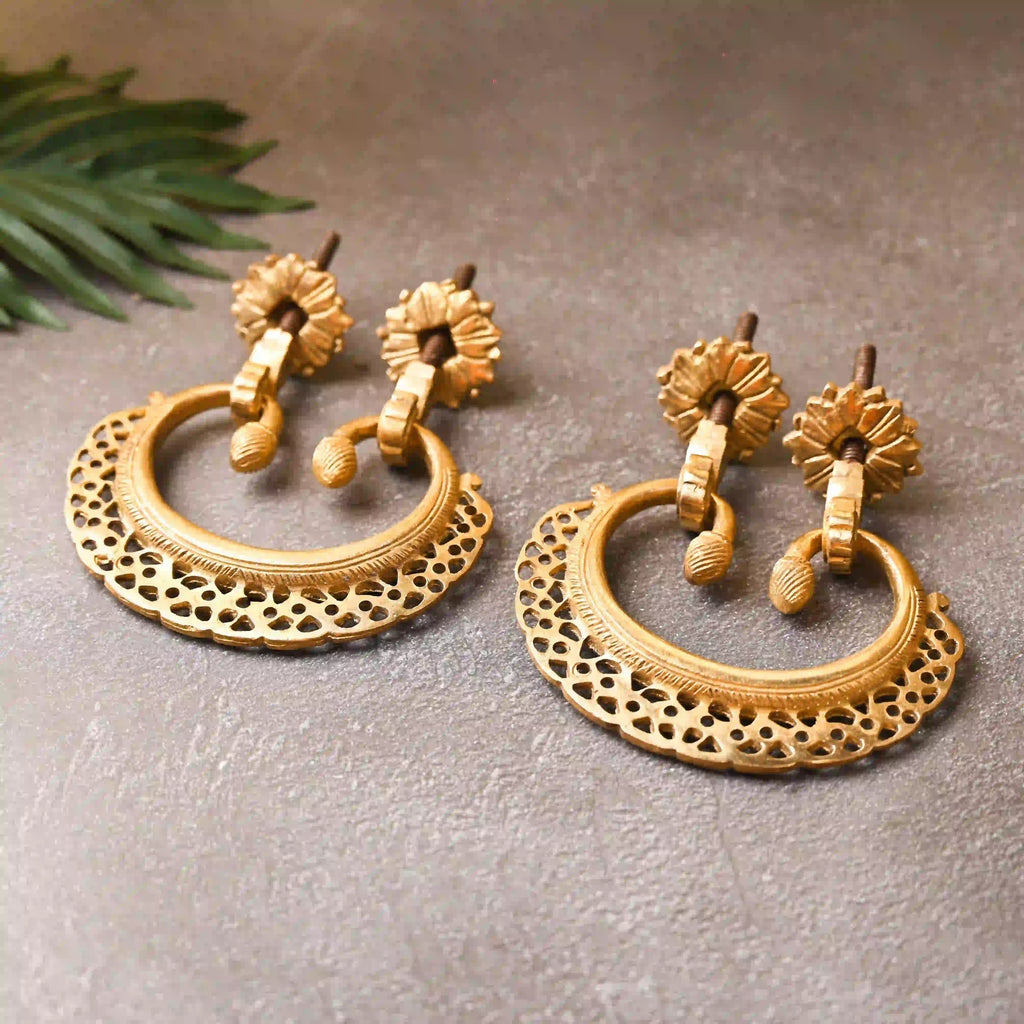 Brass Jali Door Knocker Pair – Handcrafted Traditional Door Decor (4.2 Inch) Vedansh Craft