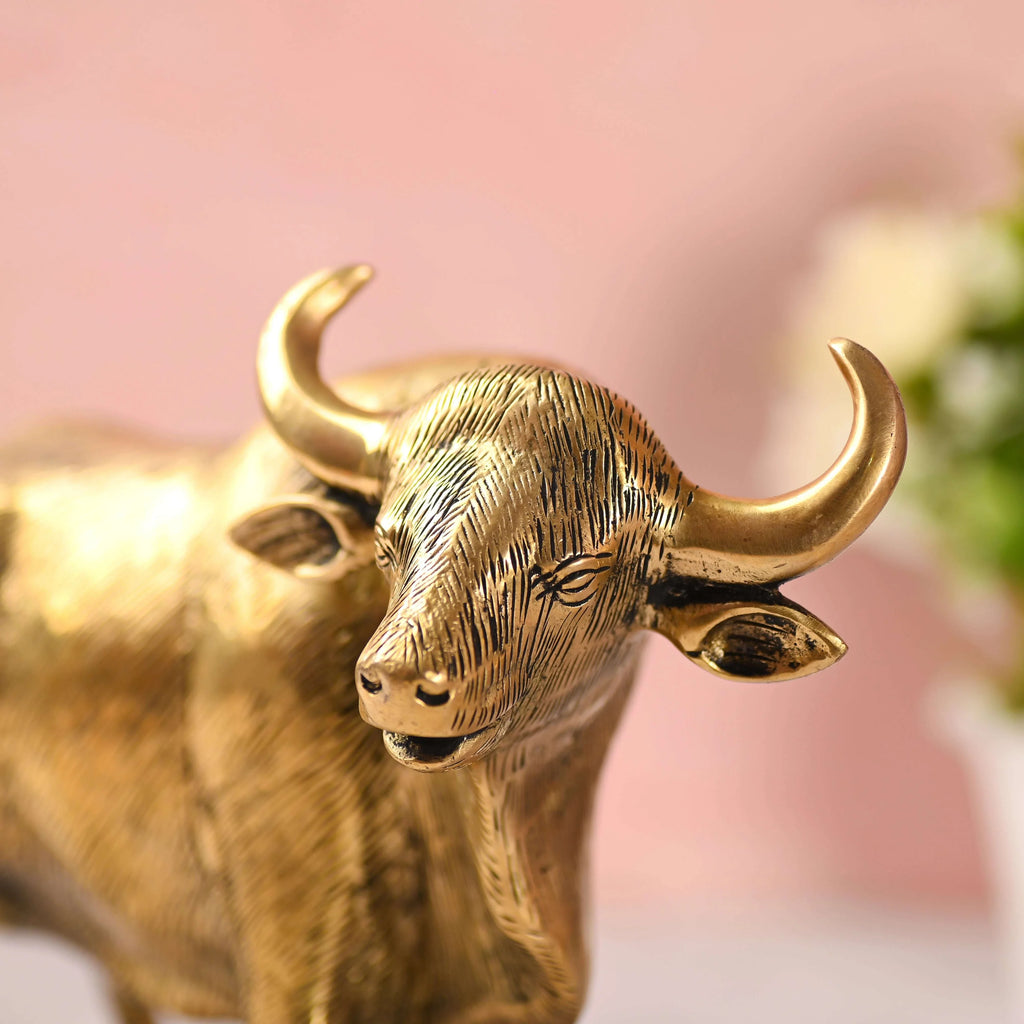 Brass Standing Bull Figurine (7 Inch) Vedansh Craft