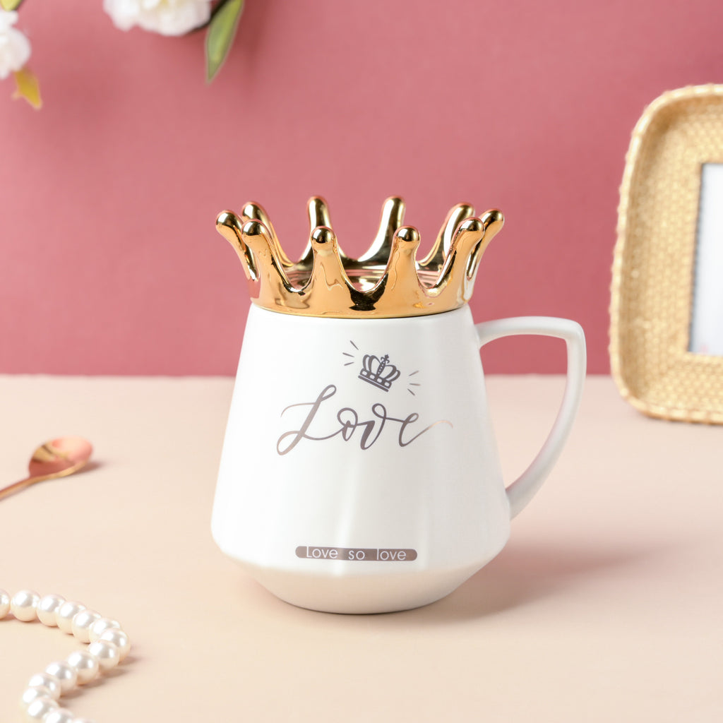 Royal Crown Love Coffee Cup With Lid 300 ml Nestasia
