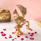 Brass Peacock Dhoop Dani & Incense Holder (8.5 Inch) Vedansh Craft