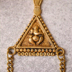 Brass Triangle Ganesha Wall Hanging with Bell (10 Inch) Vedansh Craft