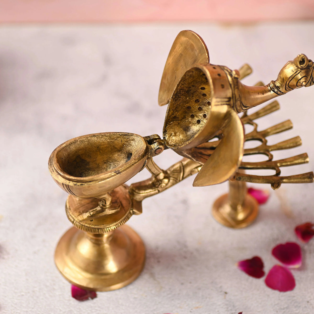Brass Peacock Dhoop Dani & Incense Holder (8.5 Inch) Vedansh Craft