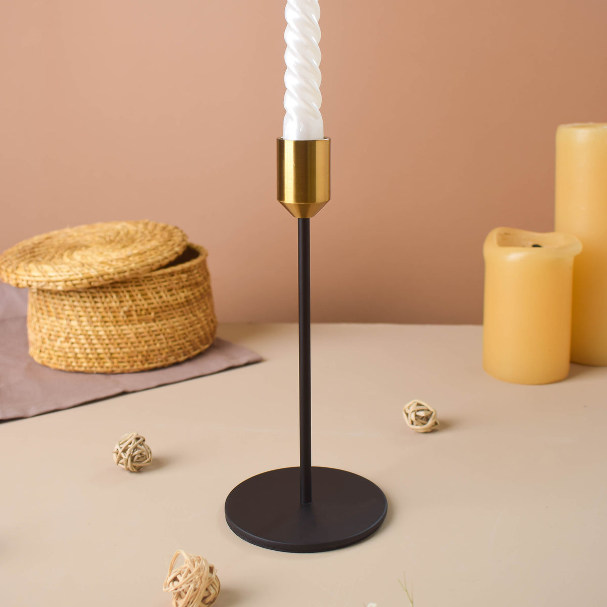Glossy Black Candle Stand Large Nestasia