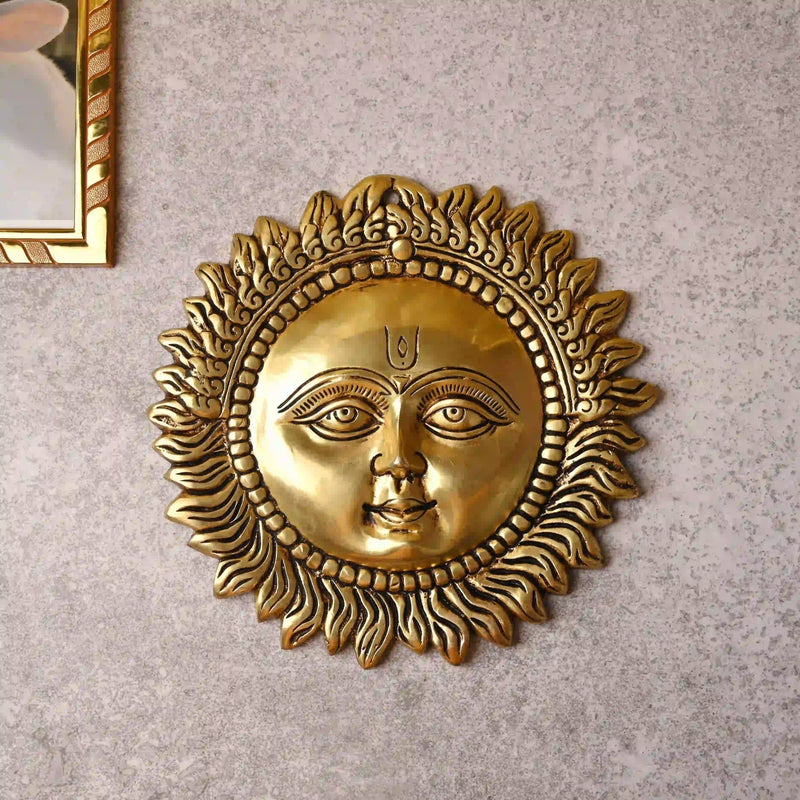 Brass Sun Face Wall Hanging (10 Inch) – Handcrafted Traditional Decor Vedansh Craft