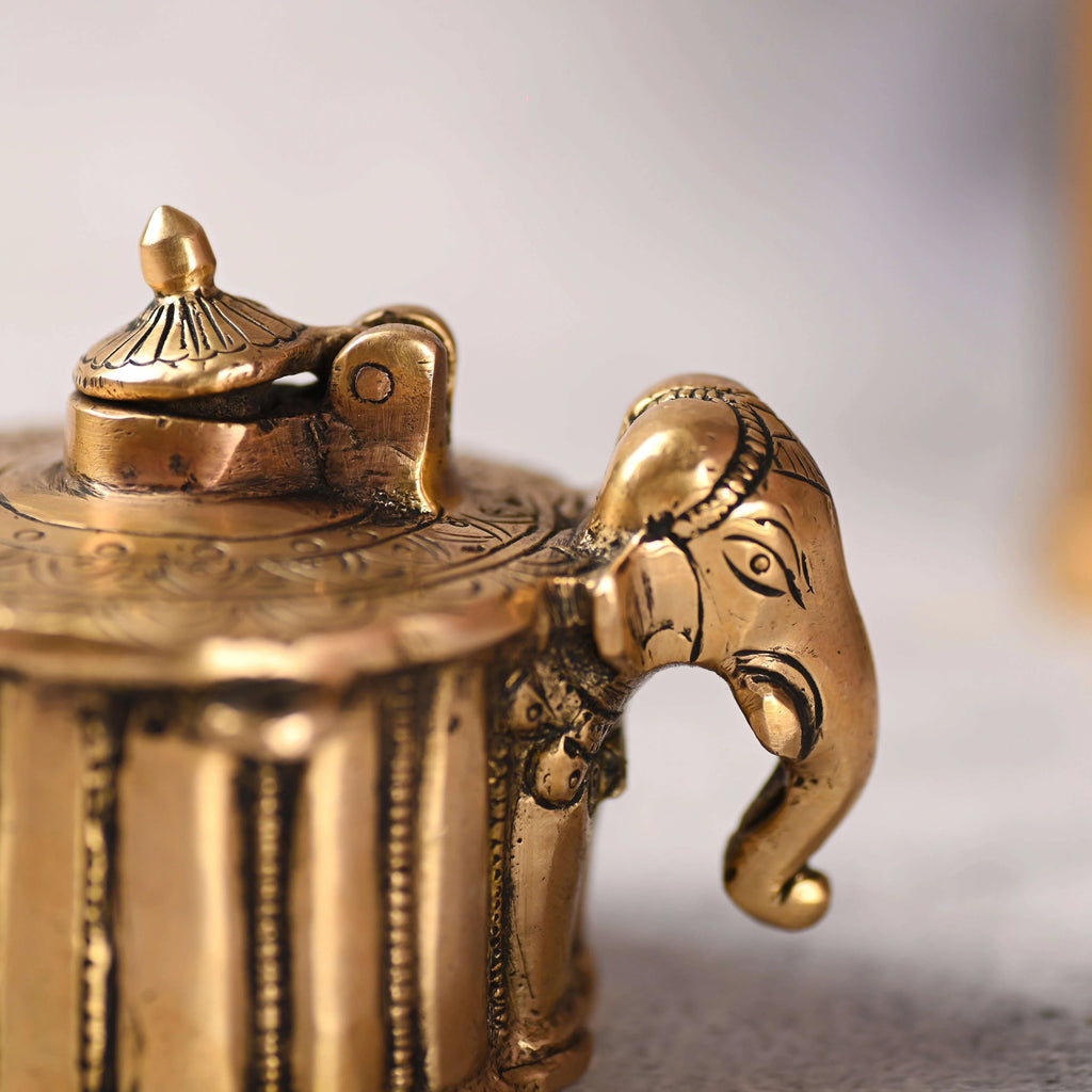 Brass Elephant Ink Pot (3 Inch) Vedansh Craft