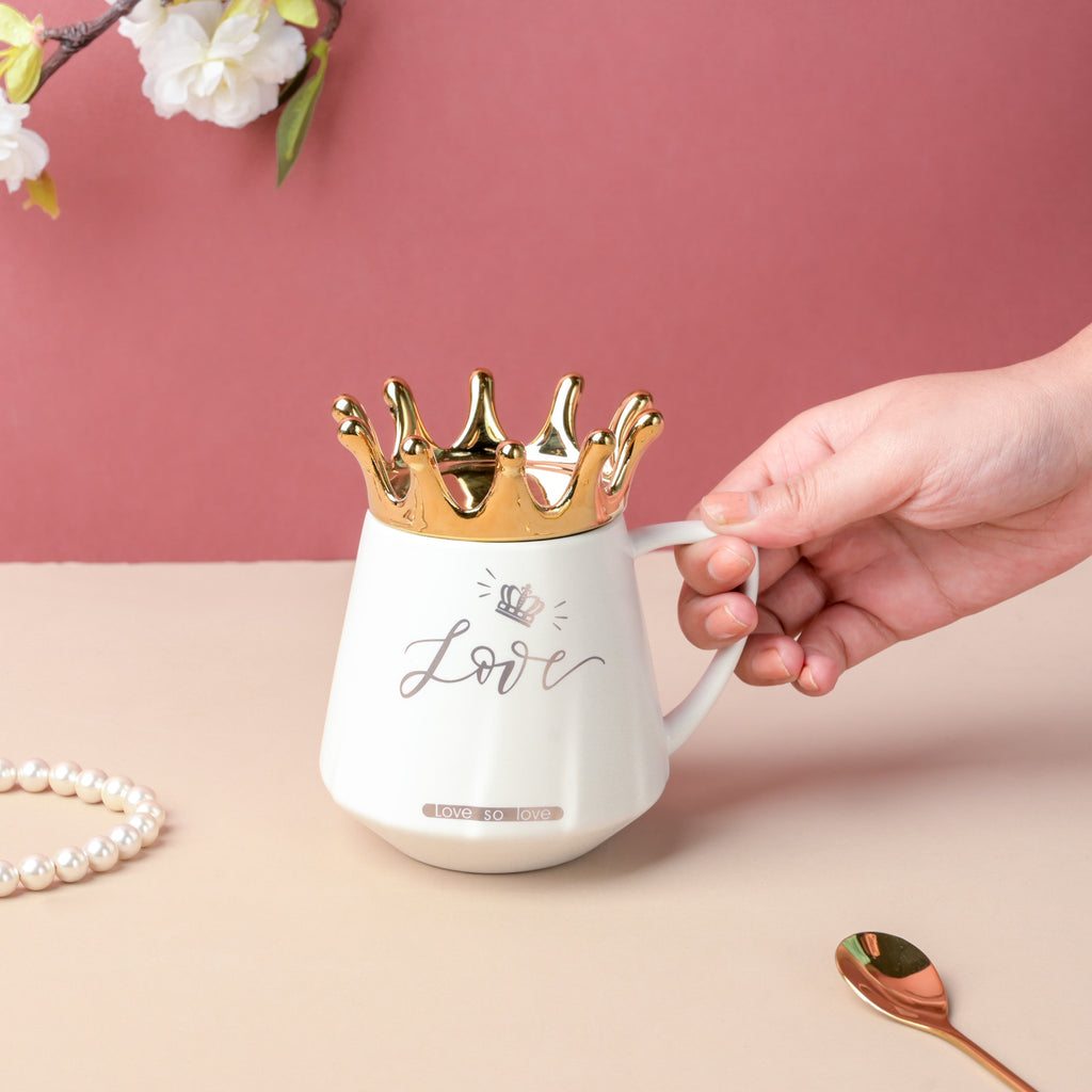 Royal Crown Love Coffee Cup With Lid 300 ml Nestasia