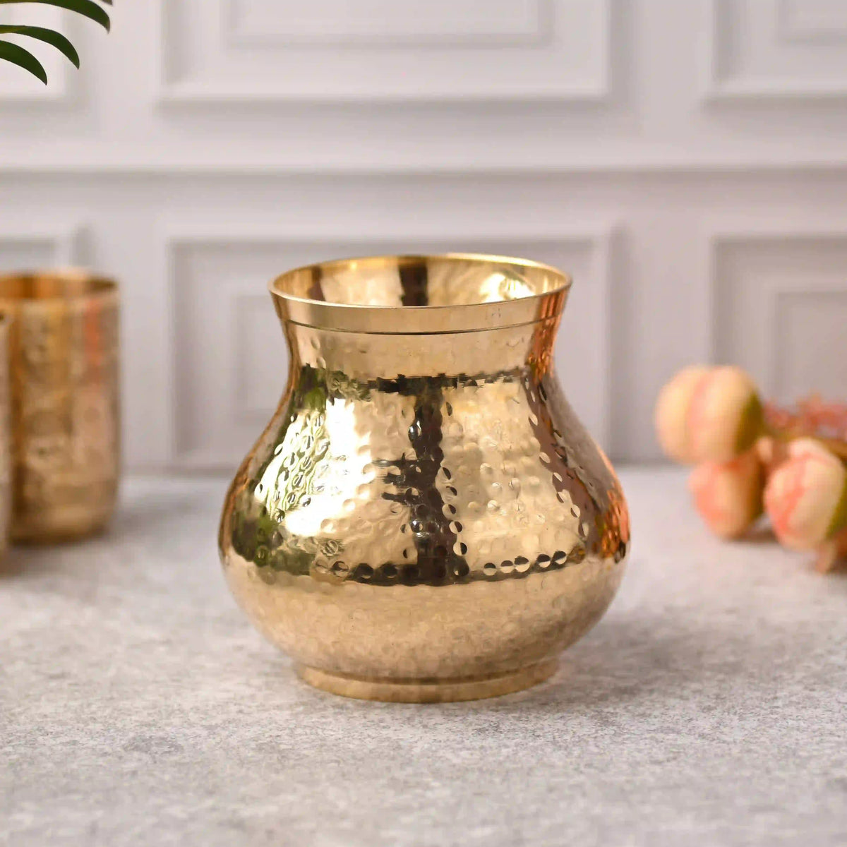 Brass Hammered Pooja Kalash – Premium Indian Brassware (5.2 Inch) Vedansh Craft
