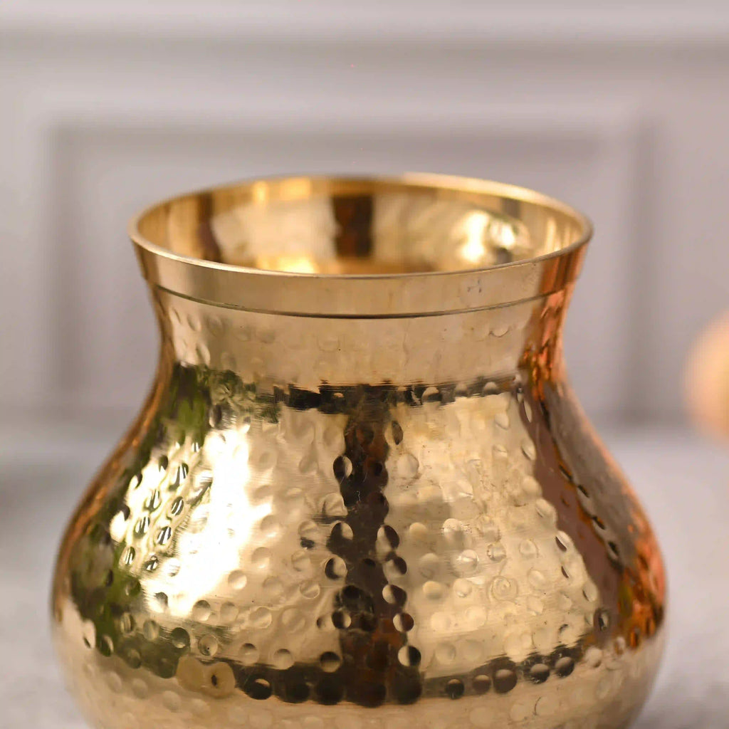 Brass Hammered Pooja Kalash – Premium Indian Brassware (5.2 Inch) Vedansh Craft