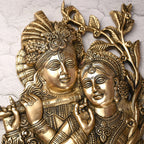Brass Radha Krishna Idol Wall Hanging (14 Inch) Vedansh Craft