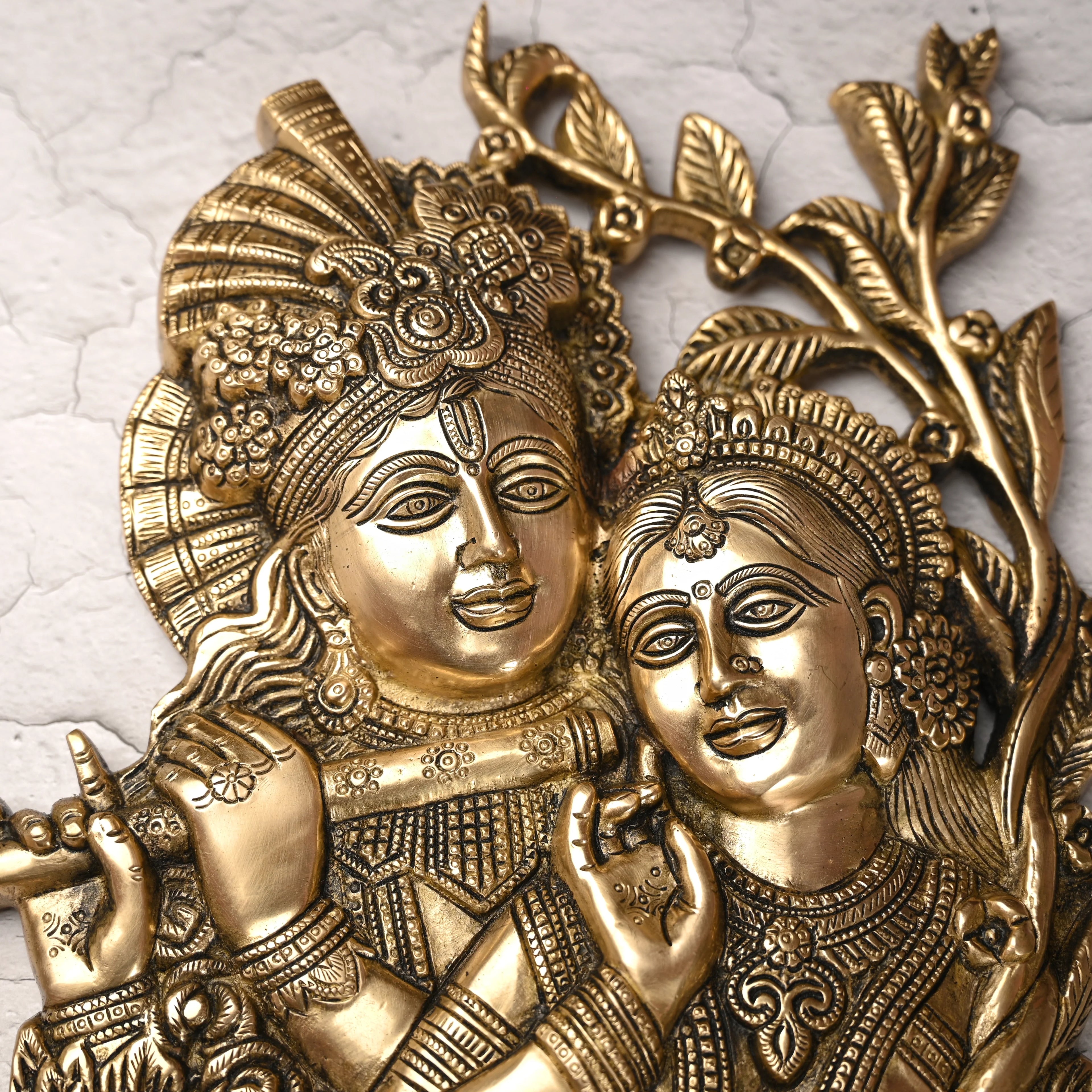 Brass Radha Krishna Idol Wall Hanging (14 Inch) Vedansh Craft