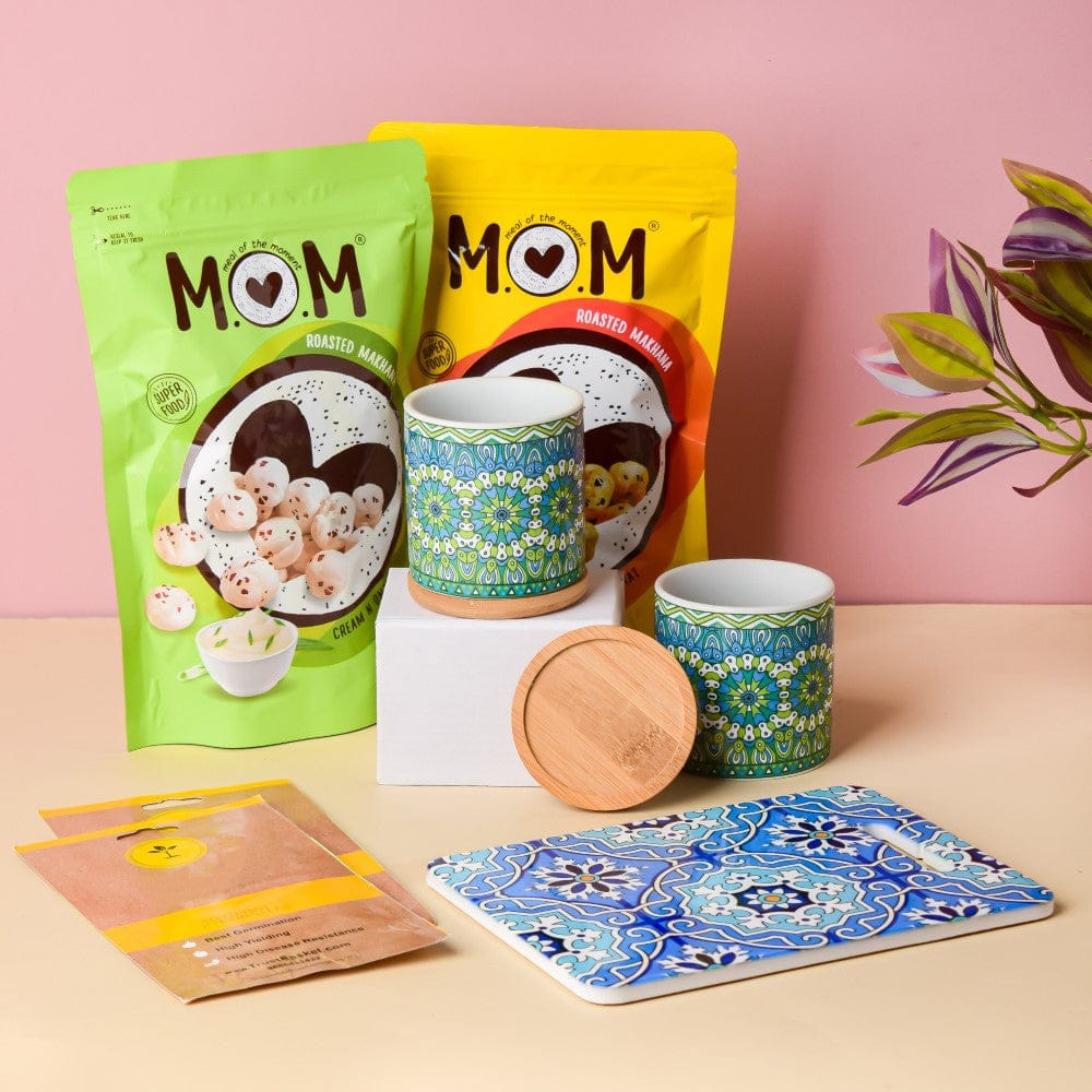 Bloomin' Planter, Platter And Seeds Gift Hamper Set Of 7 Nestasia