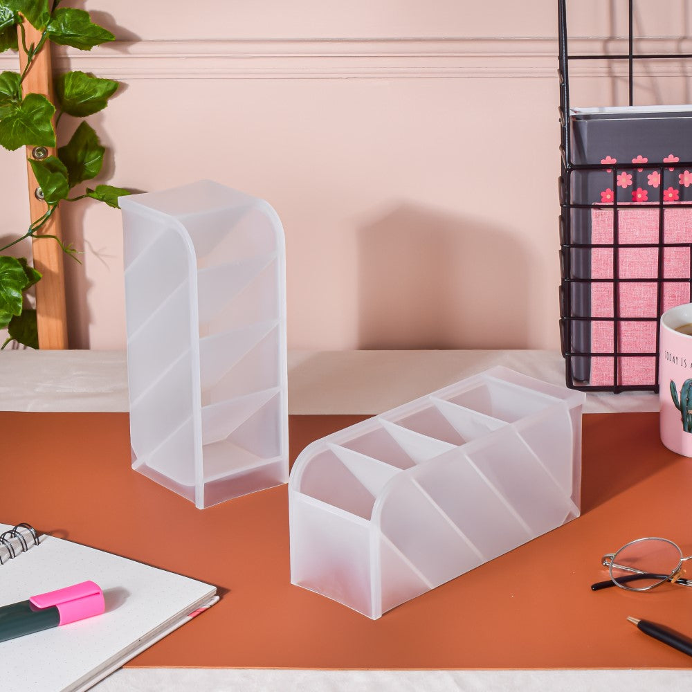 Stationery Table Organiser White Set Of 2 Nestasia
