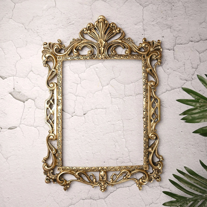 Brass Vintage Photo / Mirror Frame Wall Hanging (17.5 Inch) Vedansh Craft