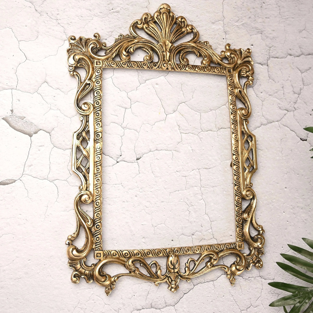 Brass Vintage Photo / Mirror Frame Wall Hanging (17.5 Inch) Vedansh Craft