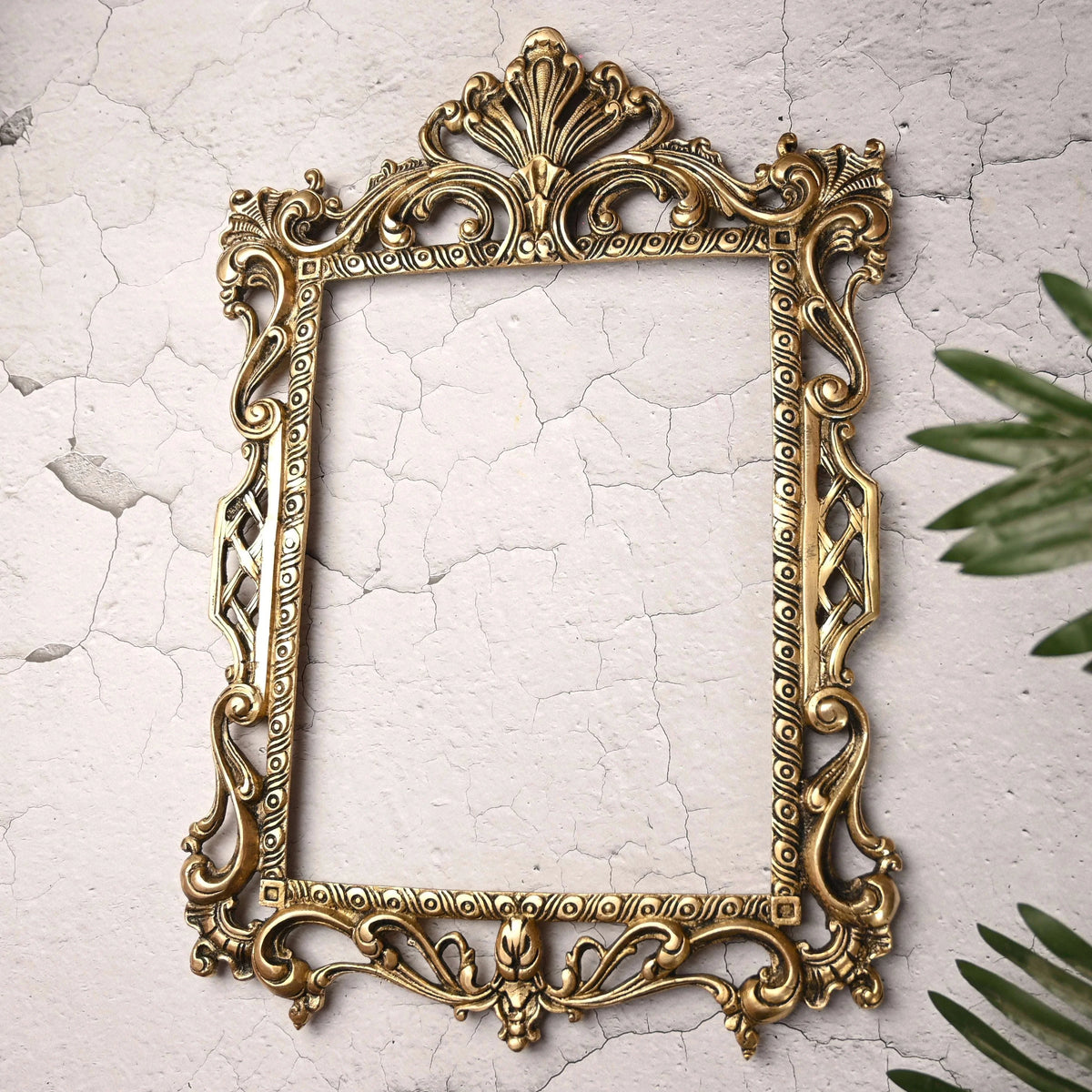 Brass Vintage Photo / Mirror Frame Wall Hanging (17.5 Inch) Vedansh Craft