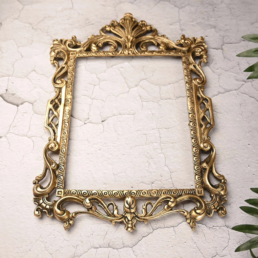 Brass Vintage Photo / Mirror Frame Wall Hanging (17.5 Inch) Vedansh Craft