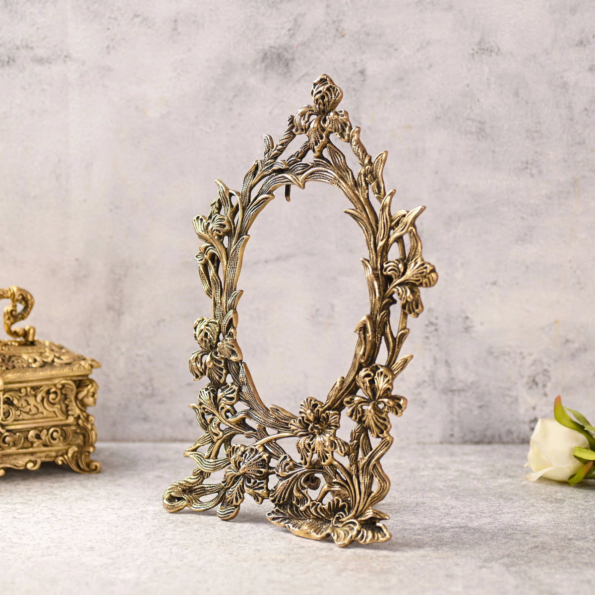 Brass Vintage Photo / Mirror Frame Table Top Decor (14 Inch) Vedansh Craft