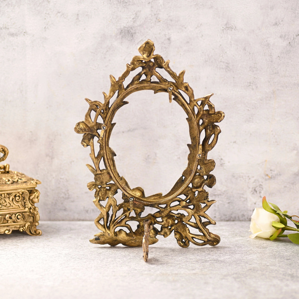 Brass Vintage Photo / Mirror Frame Table Top Decor (14 Inch) Vedansh Craft