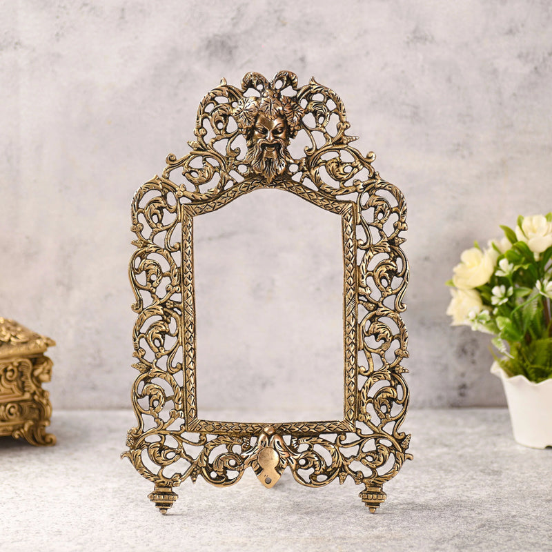 Brass Vintage Photo / Mirror Frame Table Top Decor (14.5 Inch) Vedansh Craft