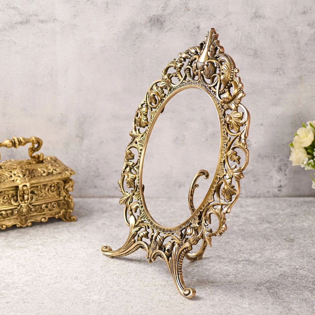 Brass Vintage Photo / Mirror Frame Table Top Decor (16 Inch) Vedansh Craft