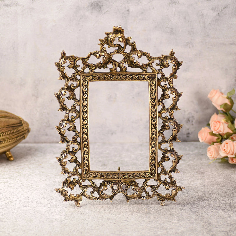 Brass Vintage Photo / Mirror Frame Table Top Decor (14 Inch) Vedansh Craft