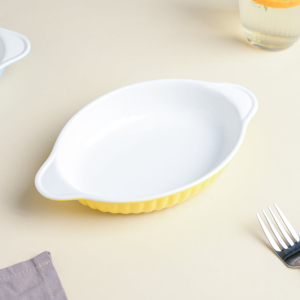 Sunny Side Up Oval Baking Plate 6 Inch Nestasia